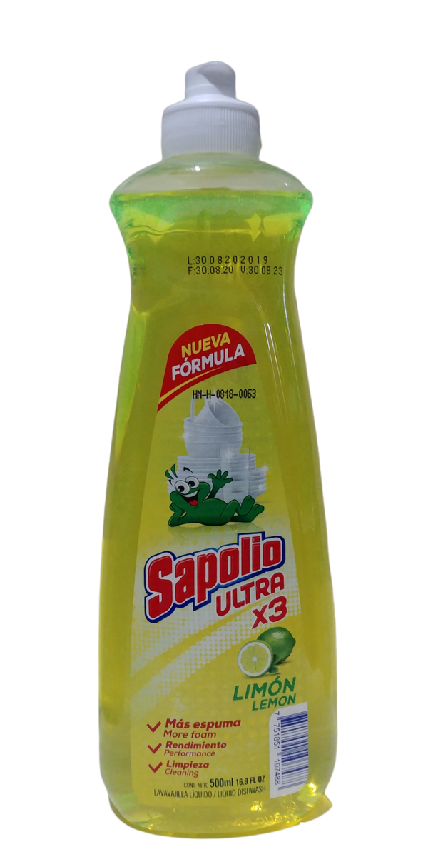 Lavavajillas Líquido Limón Frasco x 500 ml MARCA: SAPOLIO – PEPE LÁPIZ