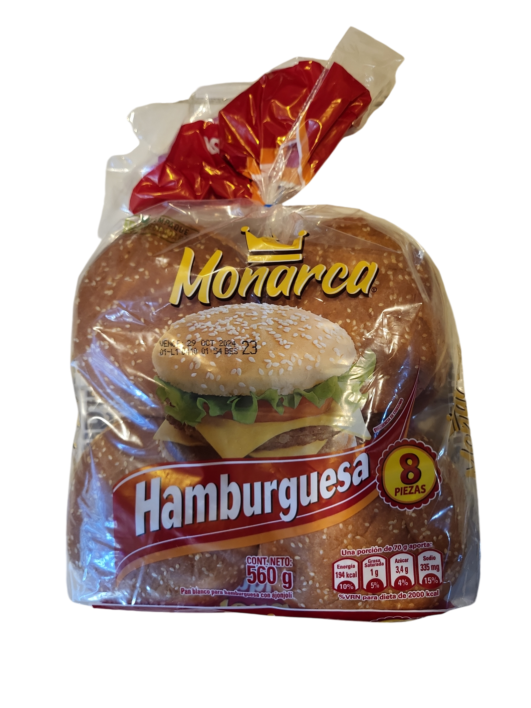 Pan para hamburguesas Monarca 560g