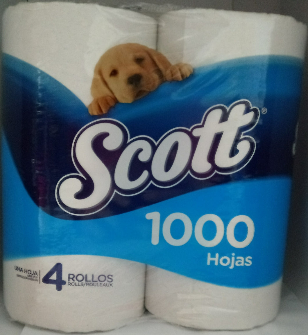 Papel Higienico Scott 1000 Hojas 4 rollos