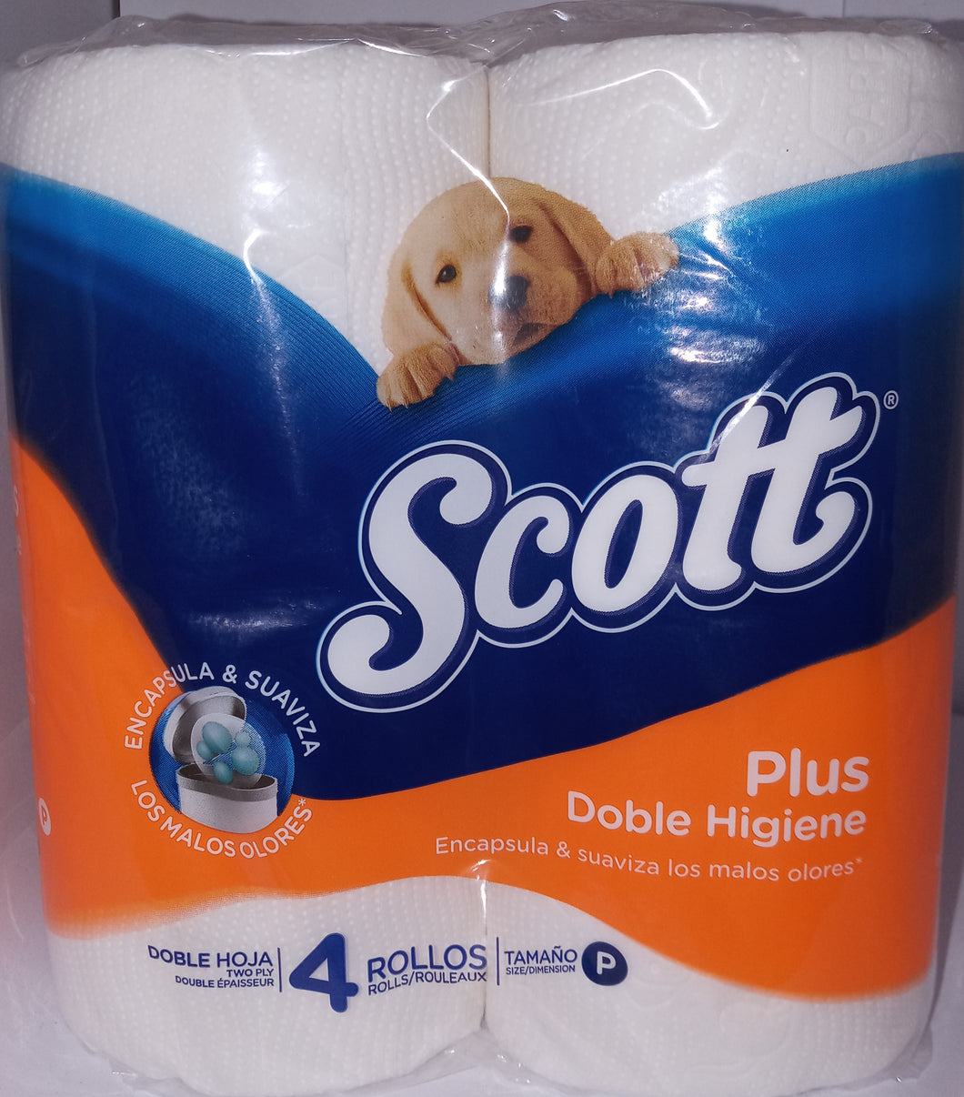 Papel higienico Scott plus doble higiene 4 rollos