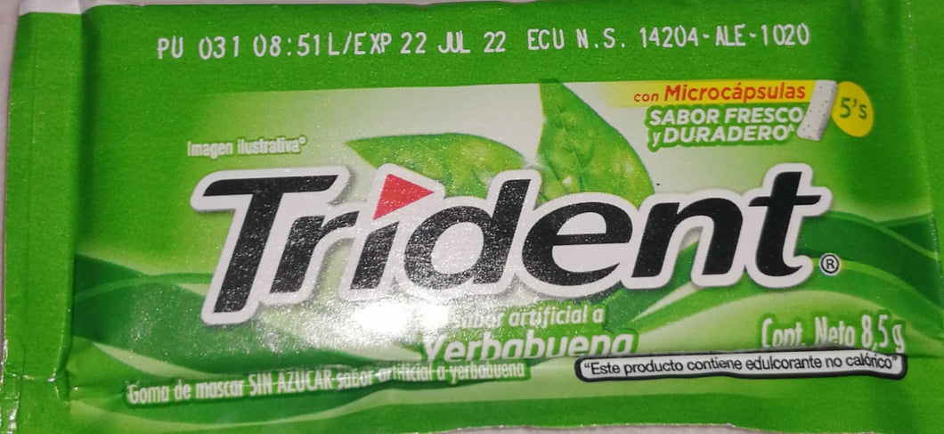 Chicle trident yerbabuena 8.5g